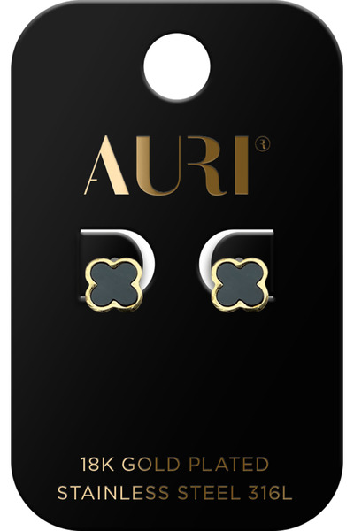 Auri Black Clover Stud Earrings