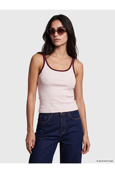 LC Waikiki Rmz Gi̇yi̇m Farkiyla U Roba Collar Women's Ribbed Tank Top