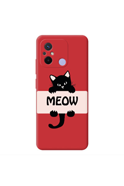 Other Xiaomi Redmi 12C Meow Red Colored Silicone TPU Θήκη