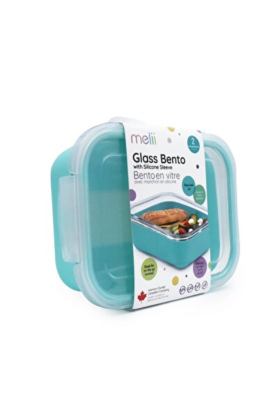 Melii Γυάλινο μπέντο με θήκη σιλικόνης (740ml, 1 τεμάχιο) – μπλε