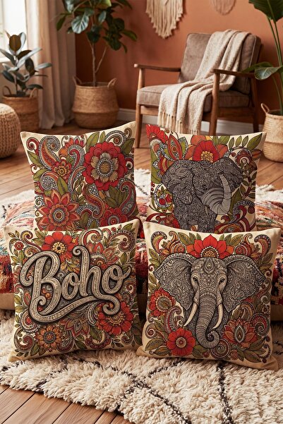 EVPANYA Boho set od 4 jastučnice sa etničkim uzorkom slonova