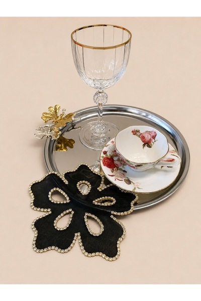 NURHAN HOME COLLECTION 2 Pieces of Crystal Stone Leaf Coffee Side Cocktail Pr...