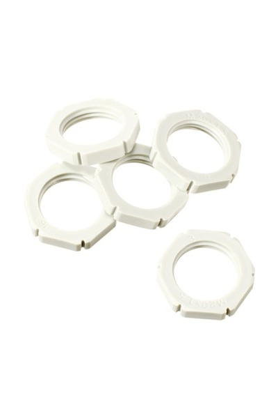 OEM Wiska M20 plastic hexagonal nuts for cable glands, pack of 5 pieces