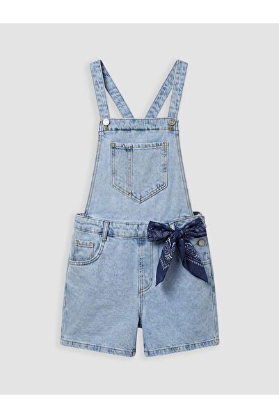 LC Waikiki Lcw Kids Blue Girls' Jean Salopet and Headband
