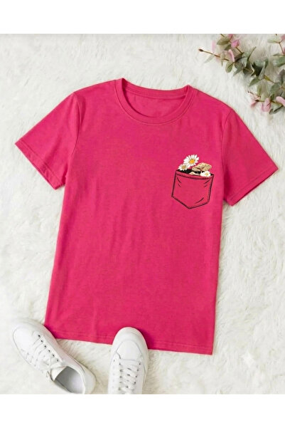 UNCİA OUTDOORS Women's Daisy Pocket Detailed Crew Neck Oversized Wide Fit T-S...