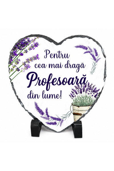 LimArt Placa decorativa ardezie in forma de inima, Lavanda, 14x13 cm - "Pentr...