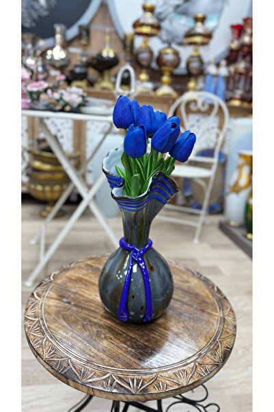 Generic Brand Esterhomedecor Laleli Colored Murano Glass Vase Dark Blue