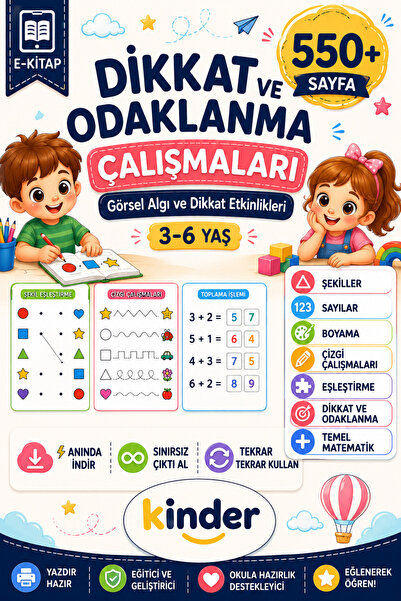 KİNDERYAYINLARI KİNDER DİJİTAL&ÜRÜN DİKKAT GÜÇLENDİRME ve ODAKLANMA SETİ çalı...