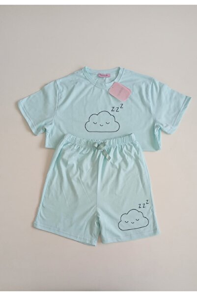 CALİMERA Women's Short Sleeve Shorts Pajama Set Cotton Combed Cotton