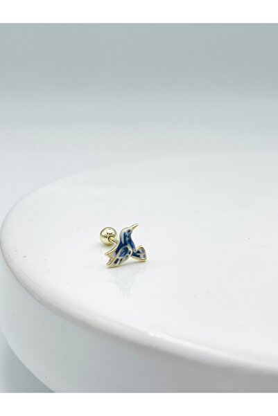Esvema Silver 925 Ayar Gümüş Mineli Kuş Piercing Tragus Helix