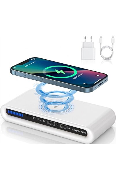 Velaris Încărcător wireless 4 în 1 cu conexiune USB-C și 2 porturi USB