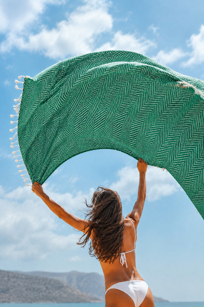 perde plus 100% Cotton Peshtamal Beach Towel with Fringes, Quick Drying, Larg...