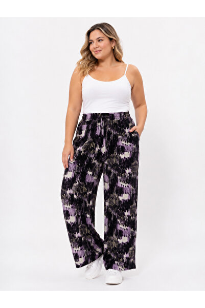Trendline Trendy Women's Viscose Fabric Elastic Waist Plus Size Pants
