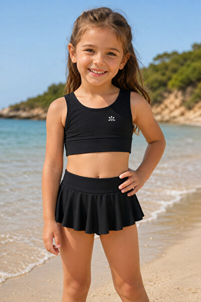 Yalçınoğlu Kids Girl's Shorts and Skirt Crop Sports Set – Summer Comfortable ...