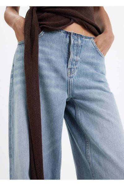 MANGO Woman Püsküllü bel wide leg jean pantolon