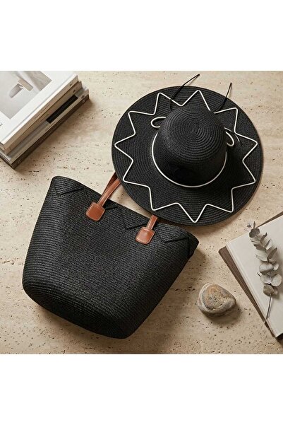 Generic TOP Choice Elegant Woven Straw Beach Tote Bag with Matching Wide-Brim...
