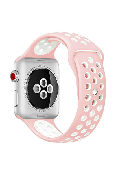 OEM Λουράκι ρολογιού Bikson για Apple Watch 42 44 45 49mm Ροζ και Λευκό