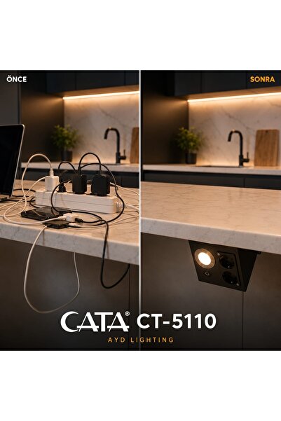 Cata CT-5110 ÜÇGEN TEZGAH ALTI PRİZ