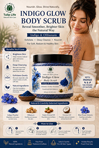 Tuliplifeoffical Indigo Işıltısı Vücut Peelingi Indigo Tozu ve Günlük Reçines...