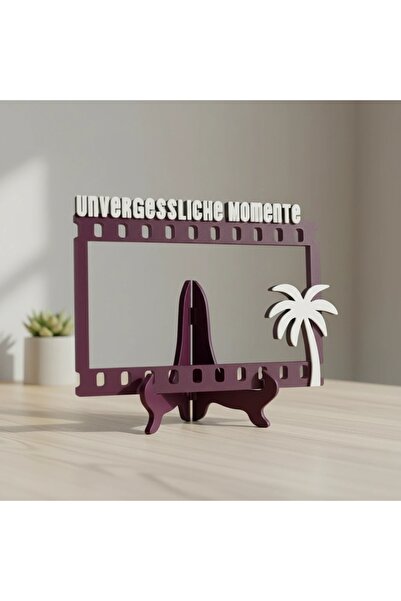 OEM Ramă Foto Decorativă design Bandă Film și Palmier cu Text Tematic - Purpl...
