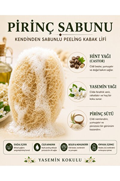 Lavandula Pirinç Sabunlu kabak kese- Yasemin yağı - Peeling - Aydınlatıcı etk...