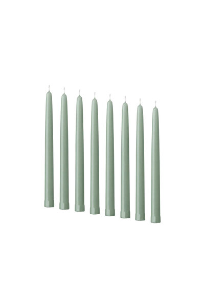 IKEA KLOKHET şamdan mumu, açık gri-yeşil, 5.5 saat
