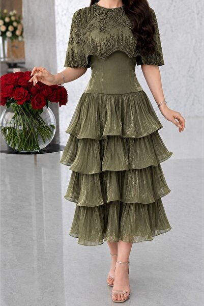Jood Luxurious Embroidered Layered Oil Dress