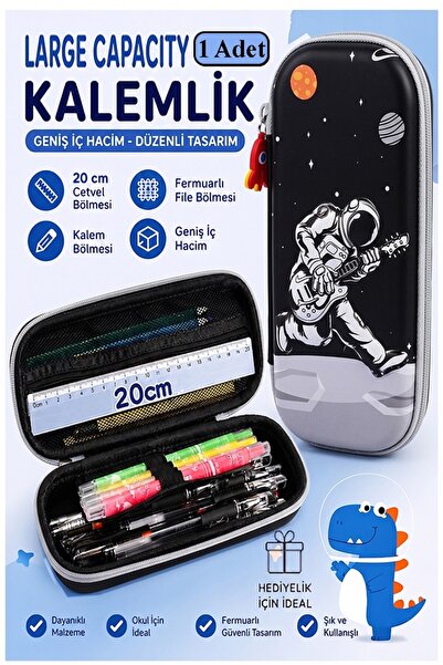 Artlantis Astronot Kabartmalı Bölmeli Kalemlik 1 Adet P-5953 Erkek Çocuk Okul...