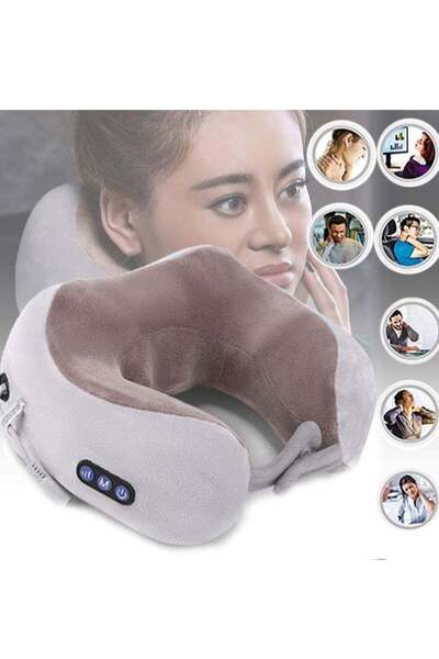 ELTRAZONE Electric Travel Neck Massage Pillow, U-Shaped Memory Foam Kneading ...