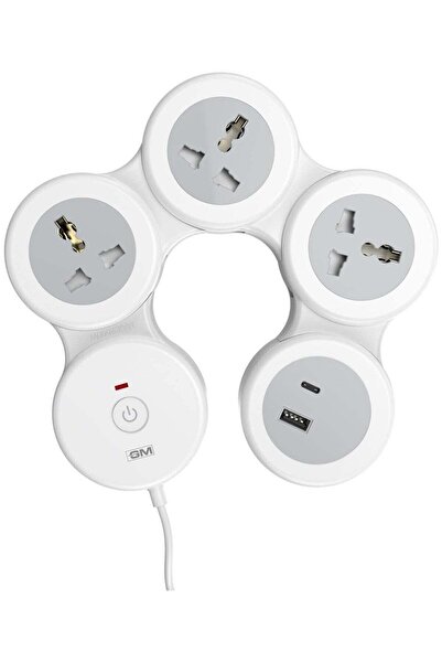 GM واقي كهربائي 4+1 G-Hoop مع مفتاح تحكم USB من النوع C و A، مؤشر، غطاء أمان،...