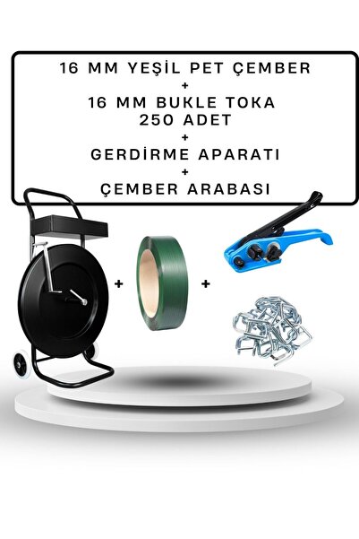 Dalpak Ambalaj 16 mm Yeşil Çember ( Yeşil Polyester Şerit ) + 250 Adet Çember...