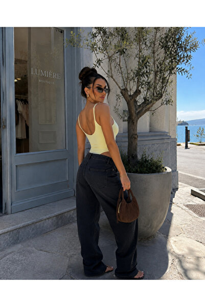 House of Valerio Sarı Çıtçıtlı Ayarlanabilir Askılı Bodysuit