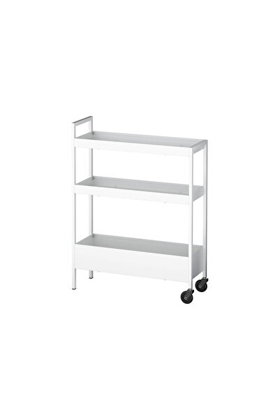 IKEA NISSAFORS servis arabası, beyaz, 50,5x19x67 cm AKDENİZSHOP
