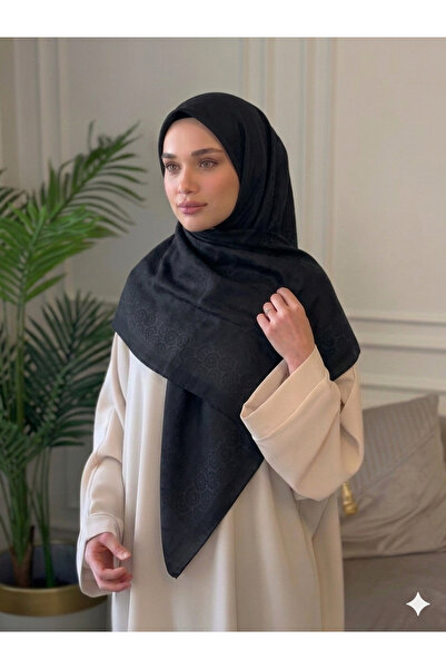 Nazellaa Ruseri Large Size Cotton Scarf 110X110 Black