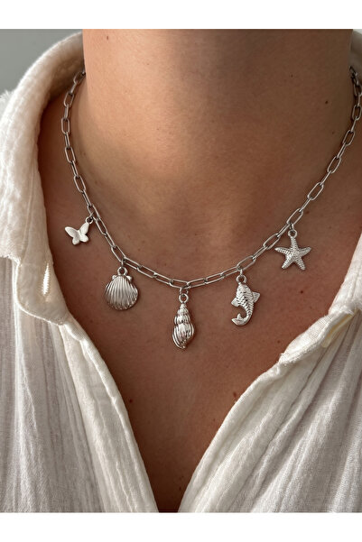 Esdem Accessories Gümüş Renkli Charm Deniz Kolyesi