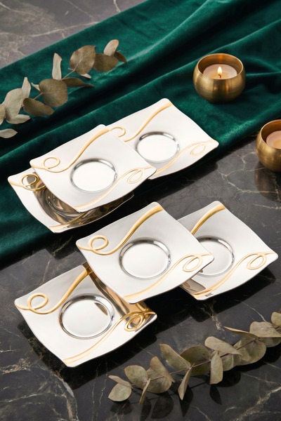 ÖzSa Home 6-Piece Inna Tea Plate Set - 18/10 Stainless Steel for 6 People