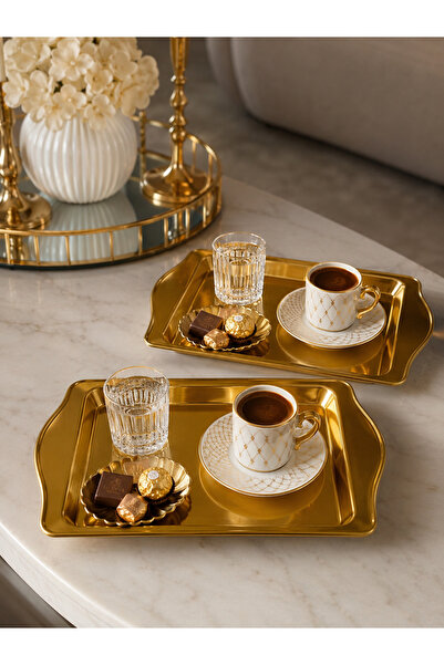 Emsay Store 2 Pcs Decorative Presentation Tray – Gold Stainless Steel Present...
