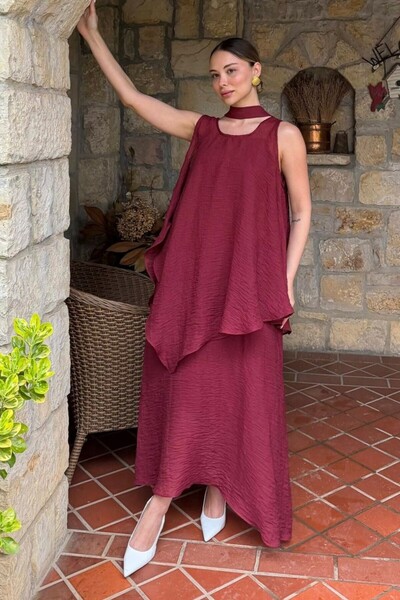 Suziş Linen, Scarf, Strap Dress and Blouse Set 51400