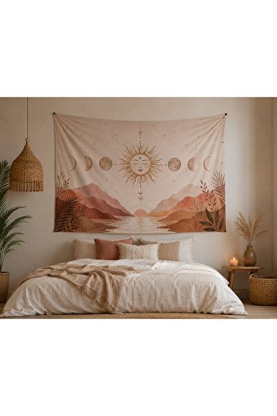 Piloji Minimal Bohemian Wall Hanging Sun Moon Phases – Modern Living Room Bed...