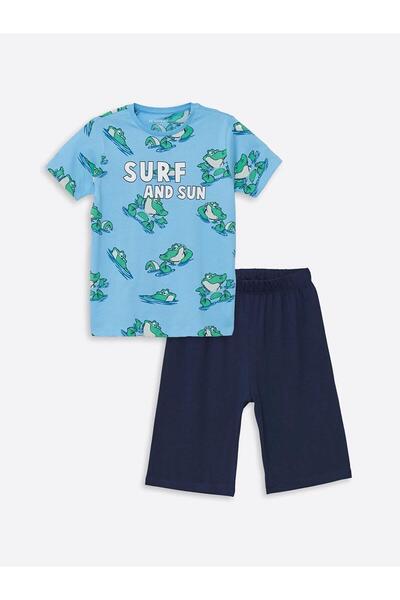 LC Waikiki Comfortable Fit Crew Neck Boys' Pajama Set with Shorts (S4)
