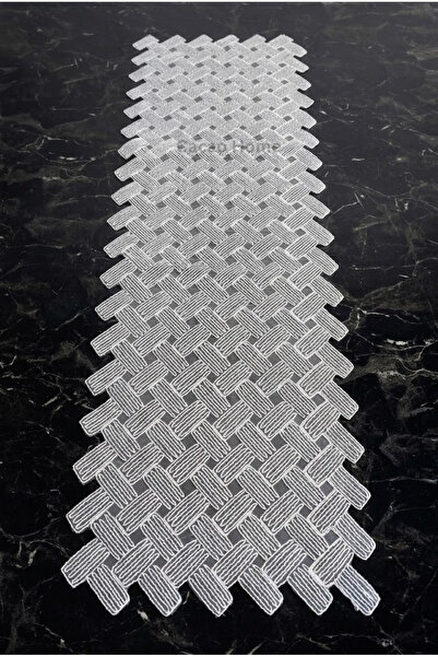 cacao home Fransız Dantelli Örme Tabanlı Tek Runner Masa Örtüsü 35x110 Cm Mas...