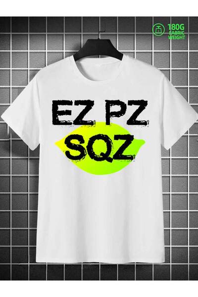 BASEPULSE قمصان رجالية مضحكة من EZ PZ SQZ - تي شيرتات بيضاء أنيقة بأكمام قصير...
