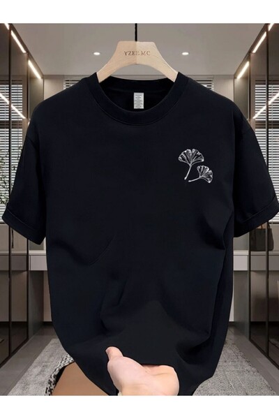 STITCHLY Sports Top: Two Ginkgo Leaves 100 Pure Cotton Men's Oversize T-Shirt...