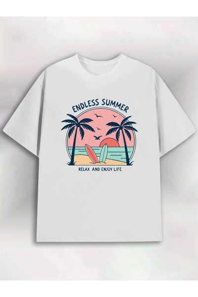 BASEPULSE تي شيرت رجالي Endless Surf - تي شيرت أبيض مضحك، هدية مثالية، مطبوع ...