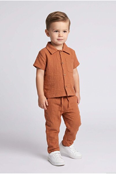 LUESS Boy's 100% Cotton Muslin Fabric Shirt Set (2-3 Years 6-7 Years)
