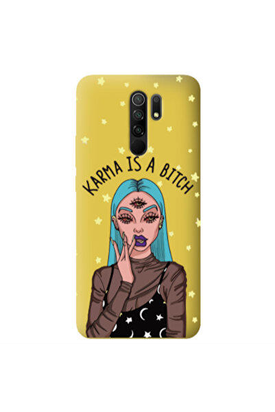Other Xiaomi Redmi 9 Karma is a bitch Yellow Colored Silicone TPU Θήκη