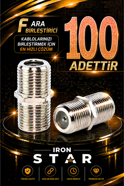 IRONSTAR 100 ADET F ara birleştirici / F dişi dişi adaptör / F konnektör ara ...