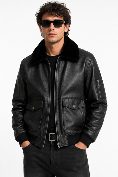 MİRENA LEATHER Erkek Pilot Model Hakiki Deri Ceket