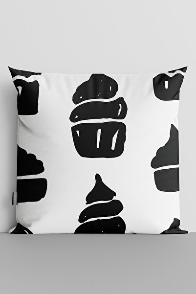 TicaretJet Black Ice Creams Double Sided Digital Printed Throw Pillow Cover -...