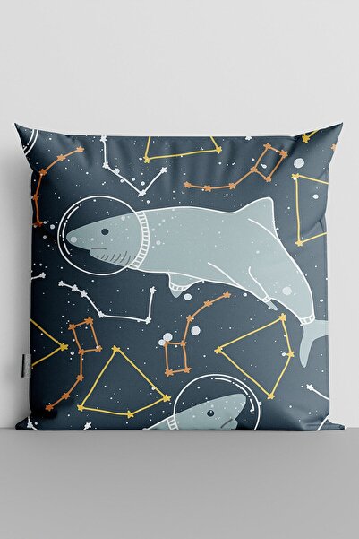 TicaretJet Shark Themed Double Sided Digital Printed Pillow Cushion Cover-1493